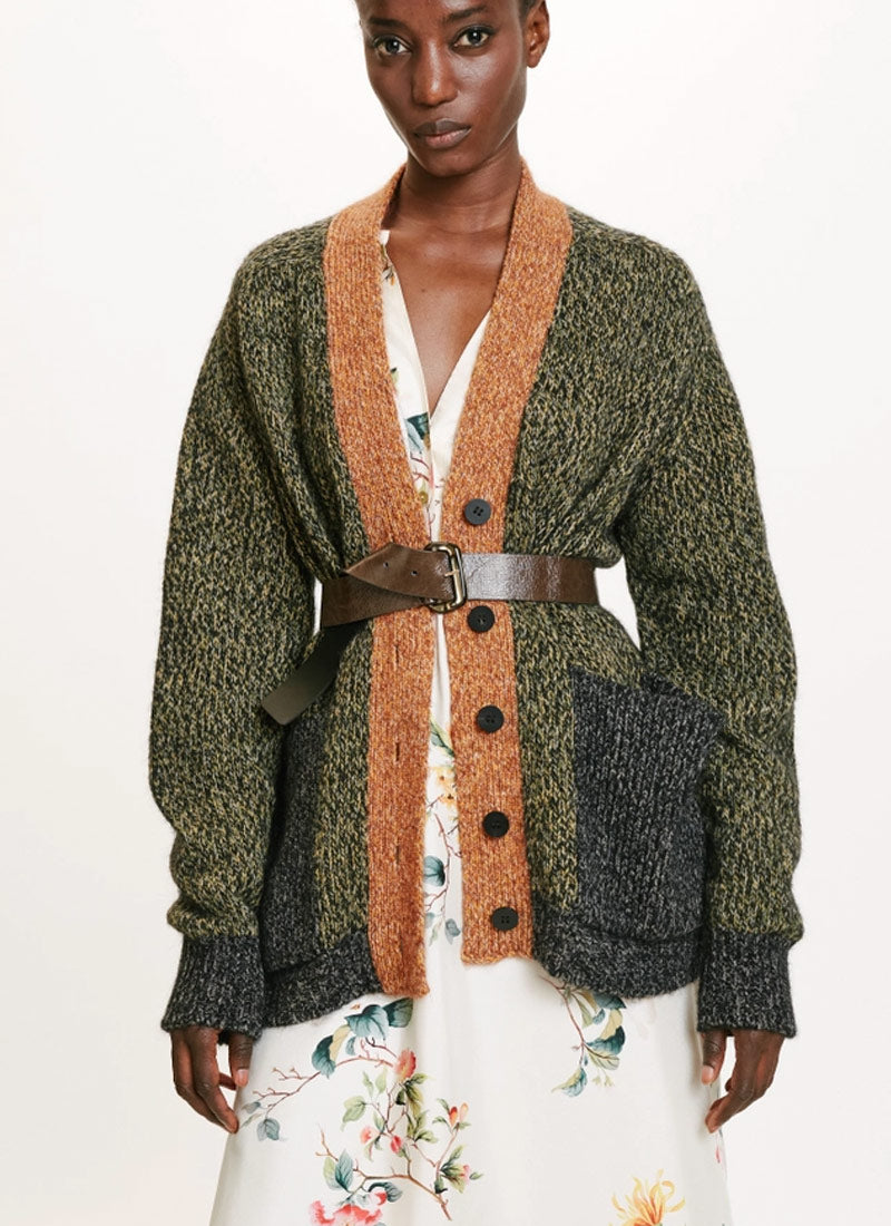 Colour block cardigan hot sale