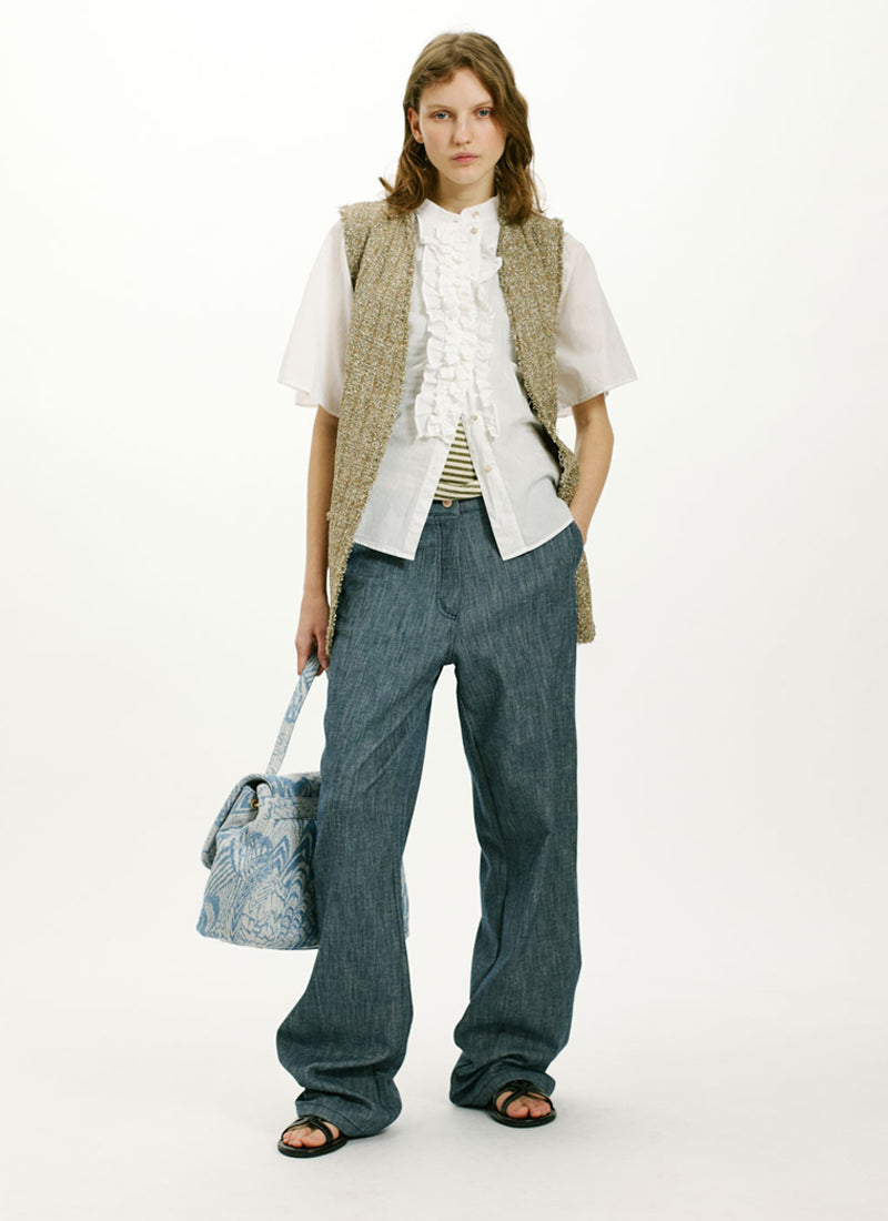 Momoni Berenice Ruffle Short Sleeve Blouse