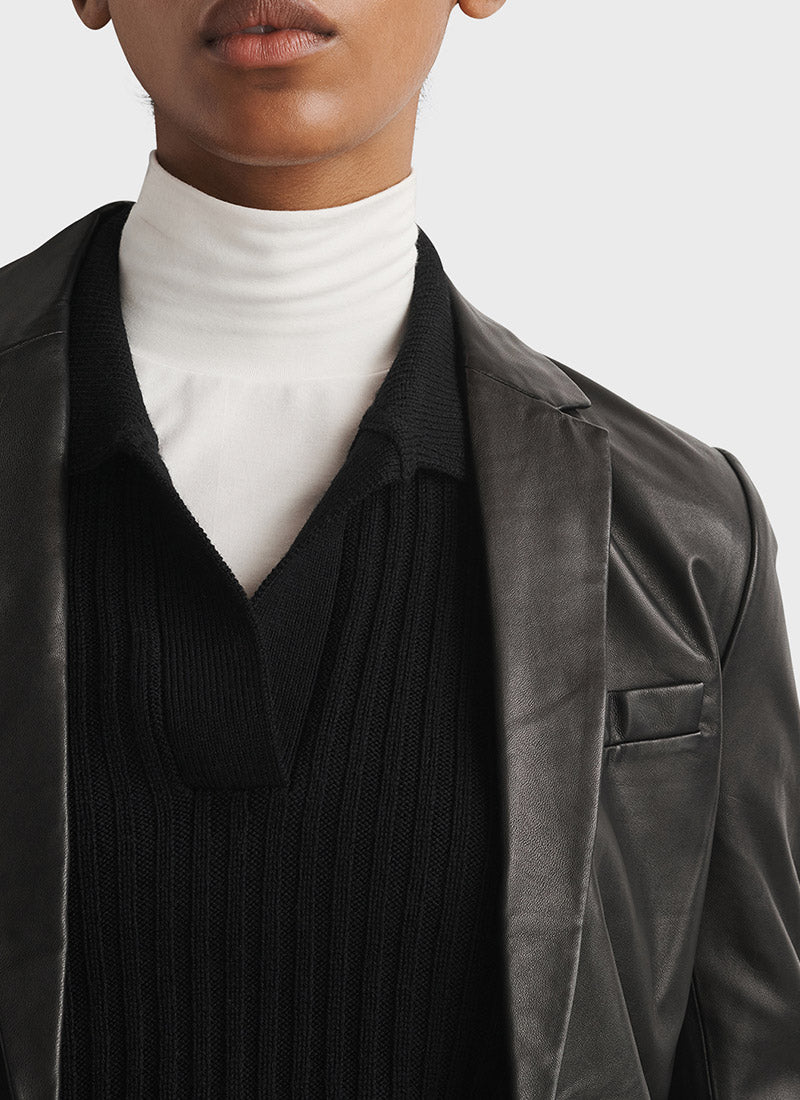 rag & bone Monti Rib-Knit Polo Sweater