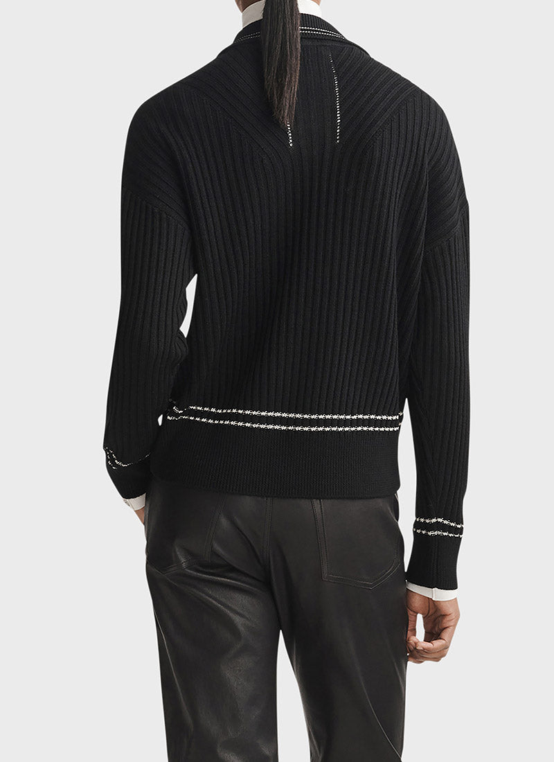 rag & bone Monti Rib-Knit Polo Sweater
