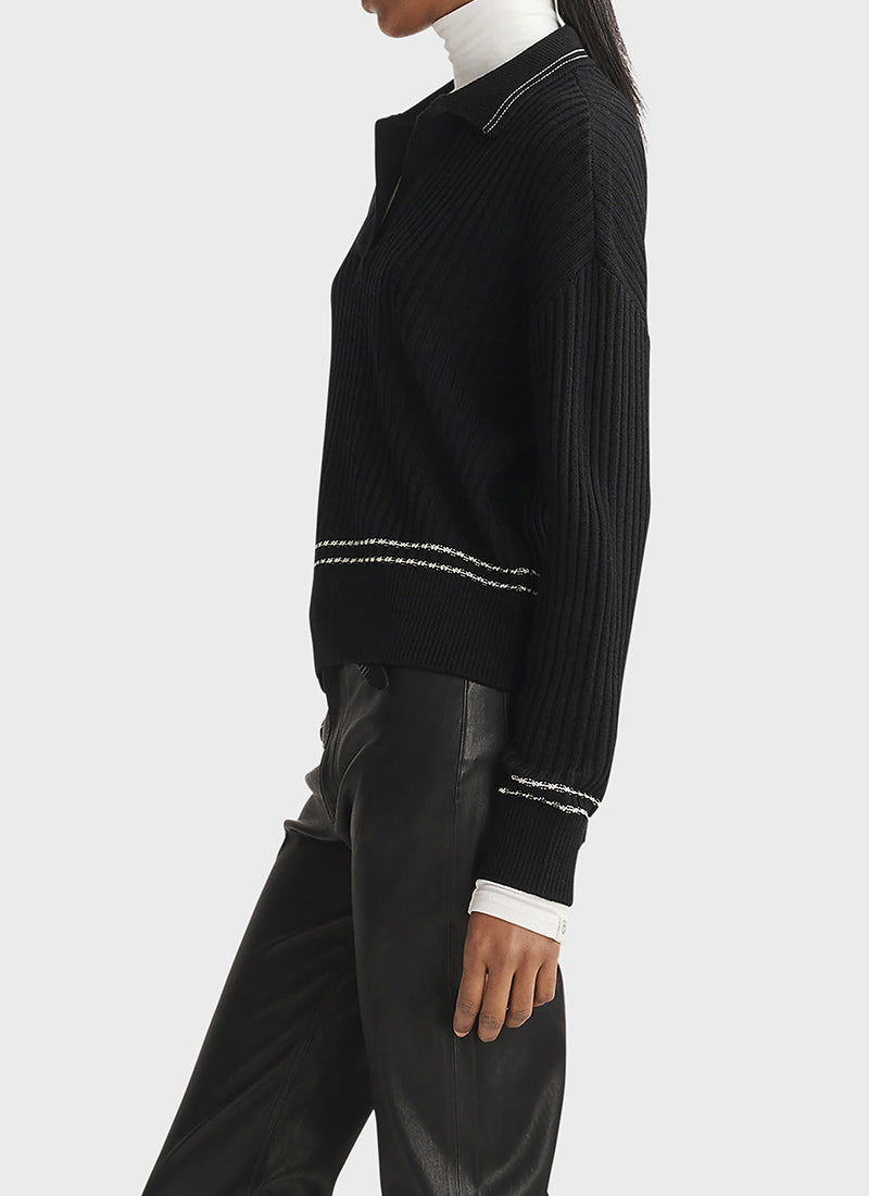 rag & bone Monti Rib-Knit Polo Sweater