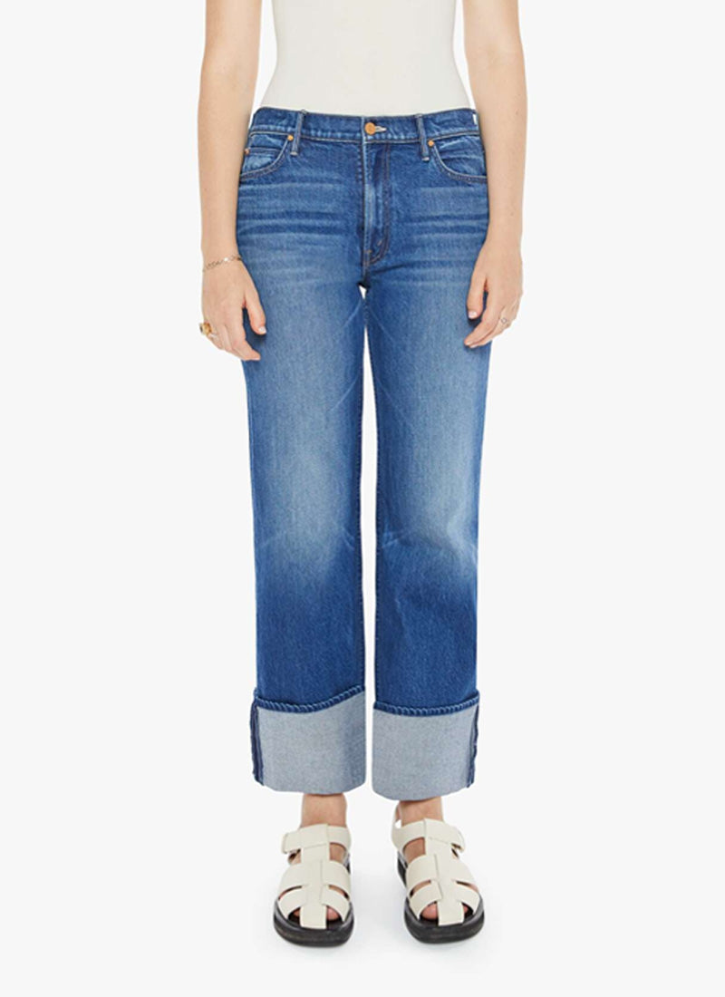 MOTHER Checkerboard Duster Flood Cuff Wide Leg Jeans