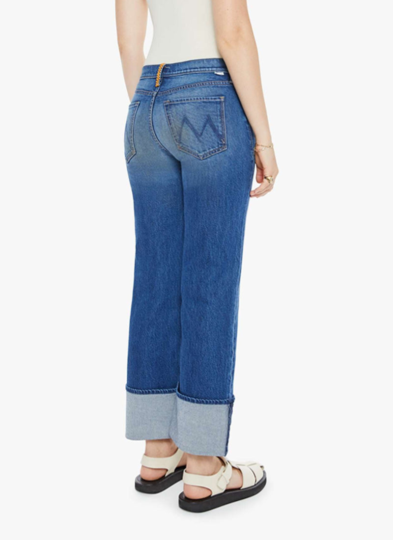 MOTHER Checkerboard Duster Flood Cuff Wide Leg Jeans