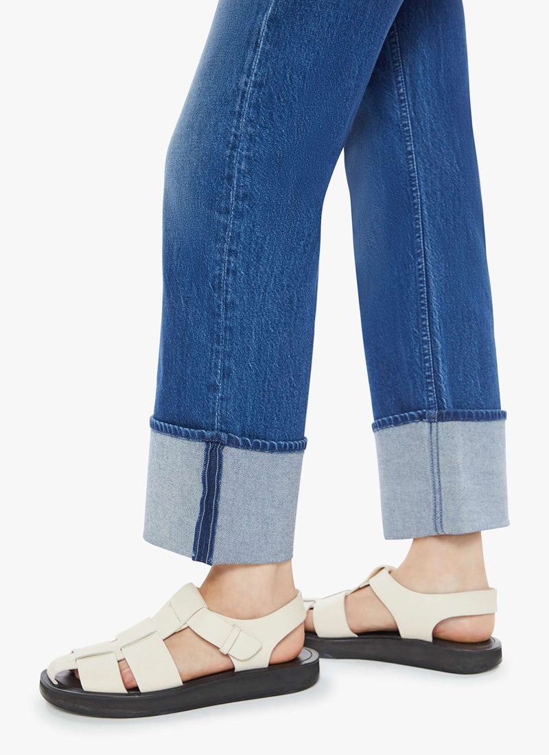 MOTHER Checkerboard Duster Flood Cuff Wide Leg Jeans