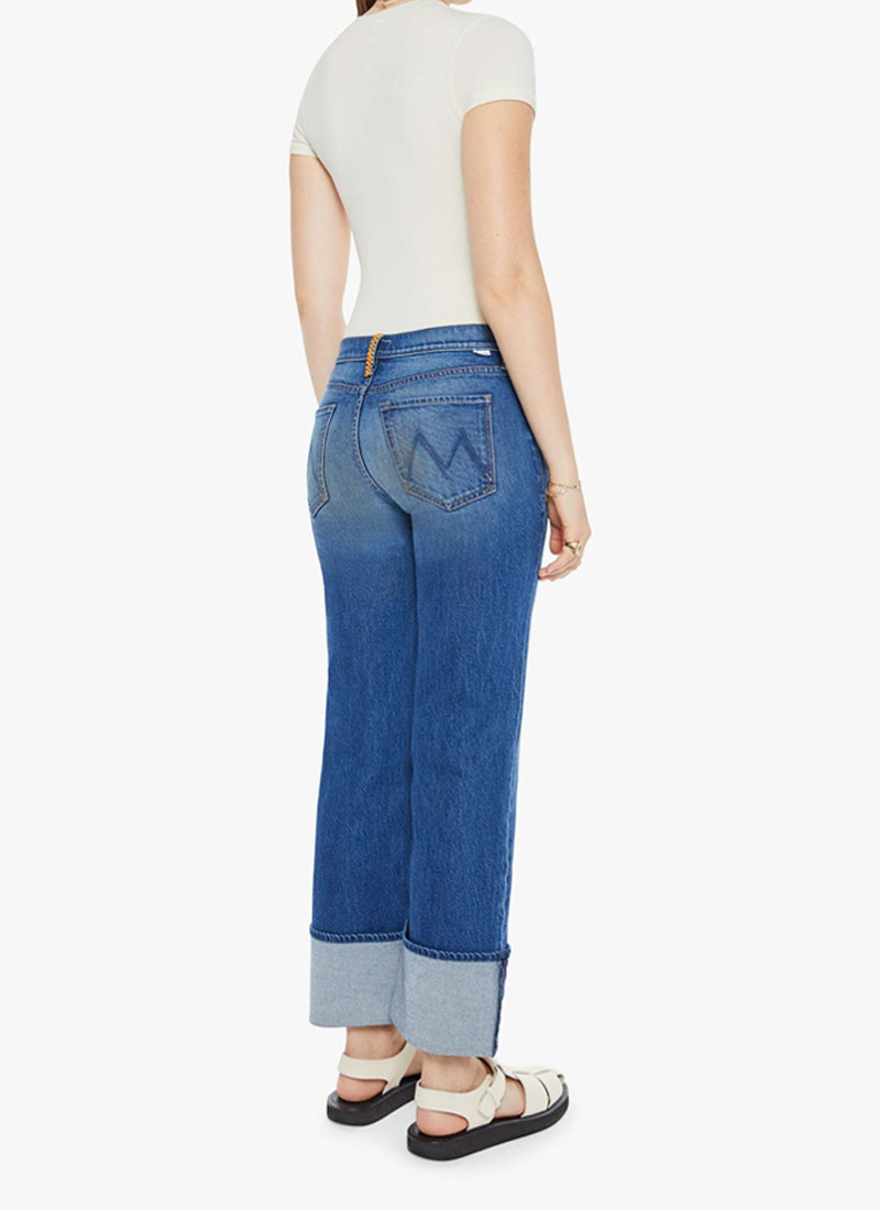 MOTHER Checkerboard Duster Flood Cuff Wide Leg Jeans