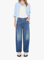 MOTHER The Delinquent Button Ankle Wide Leg Jeans