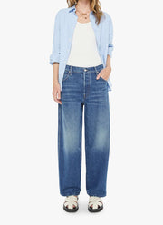 MOTHER The Delinquent Button Ankle Wide Leg Jeans