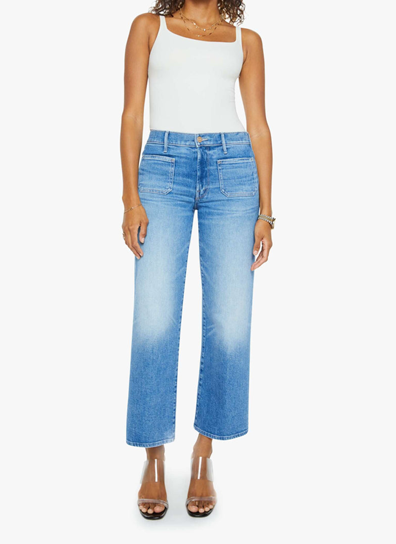MOTHER The Patch Pocket Mid Rise Wide Leg Jeans