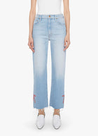MOTHER The Rambler Zip Slice Hover Fray Straight Leg Jeans