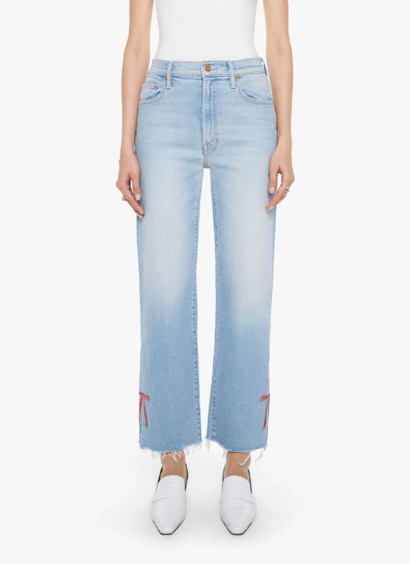 MOTHER The Rambler Zip Slice Hover Fray Straight Leg Jeans