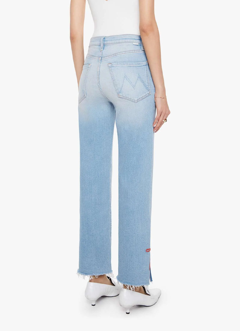 MOTHER The Rambler Zip Slice Hover Fray Straight Leg Jeans
