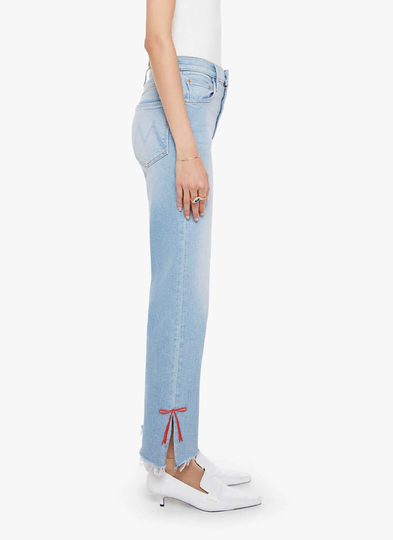 MOTHER The Rambler Zip Slice Hover Fray Straight Leg Jeans