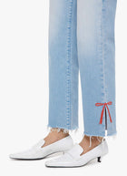 MOTHER The Rambler Zip Slice Hover Fray Straight Leg Jeans