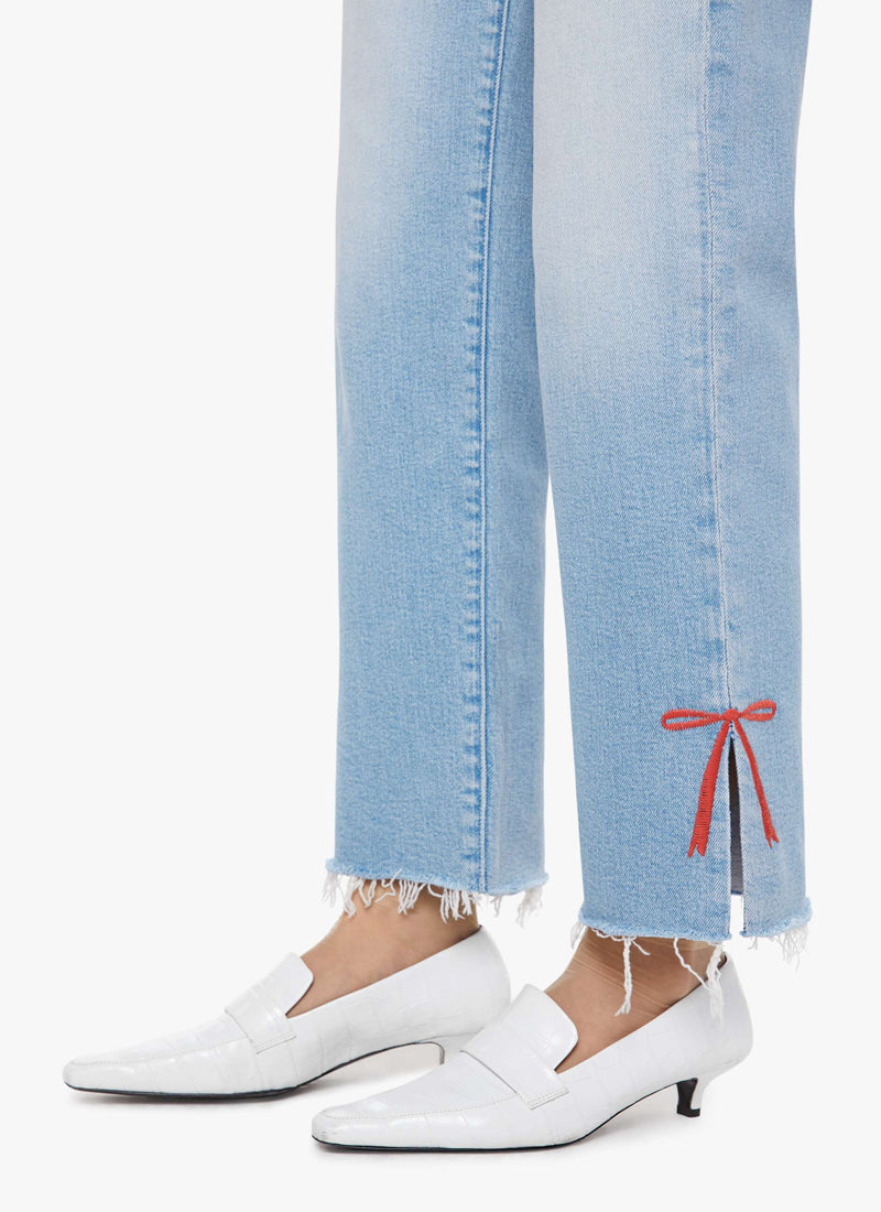 MOTHER The Rambler Zip Slice Hover Fray Straight Leg Jeans
