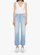 MOTHER The Rambler Zip Slice Hover Fray Straight Leg Jeans