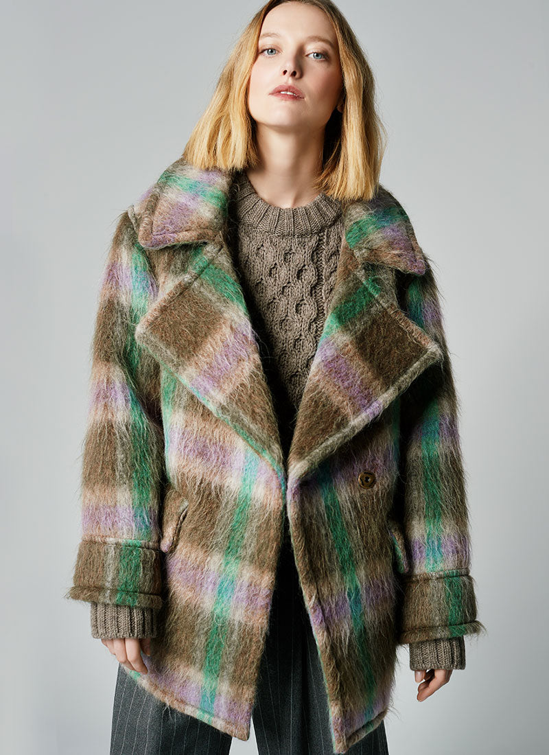 Smythe Multi-Plaid Blanket Car Coat