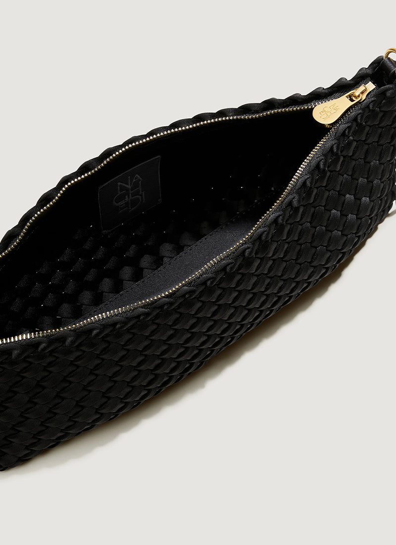 Satin Gala Clutch Medium Onyx by Naghedi