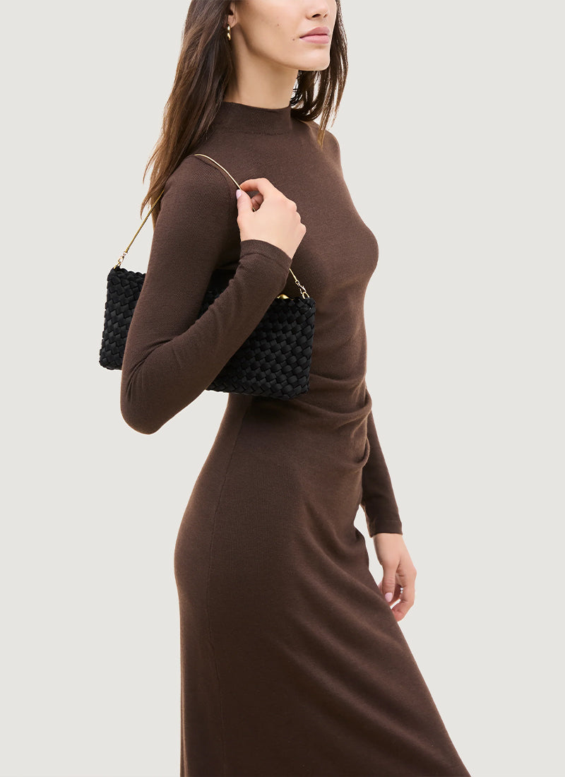 Satin Gala Clutch Medium Onyx by Naghedi