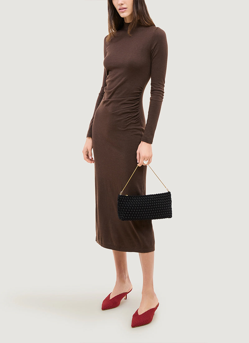 Satin Gala Clutch Medium Onyx by Naghedi