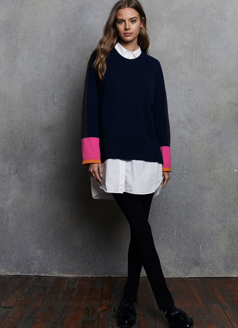 Autumn Cashmere Colour Block Rib-Knit Sweater