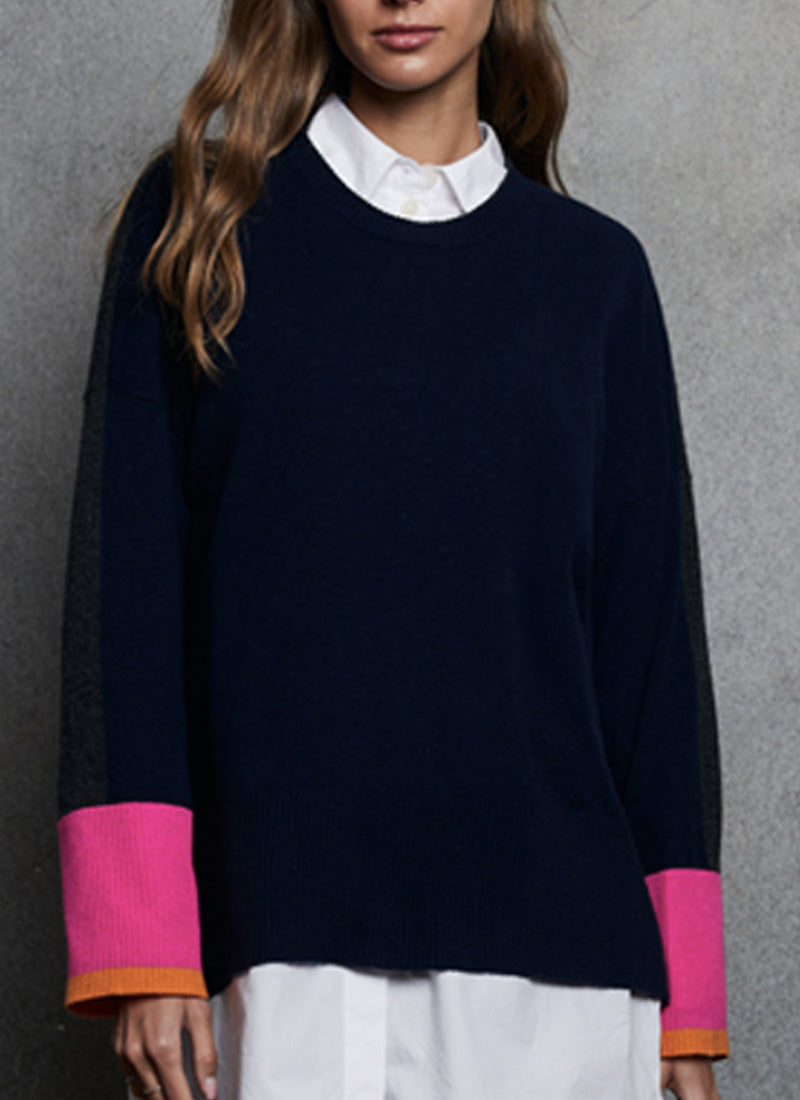 Autumn Cashmere Colour Block Rib-Knit Sweater