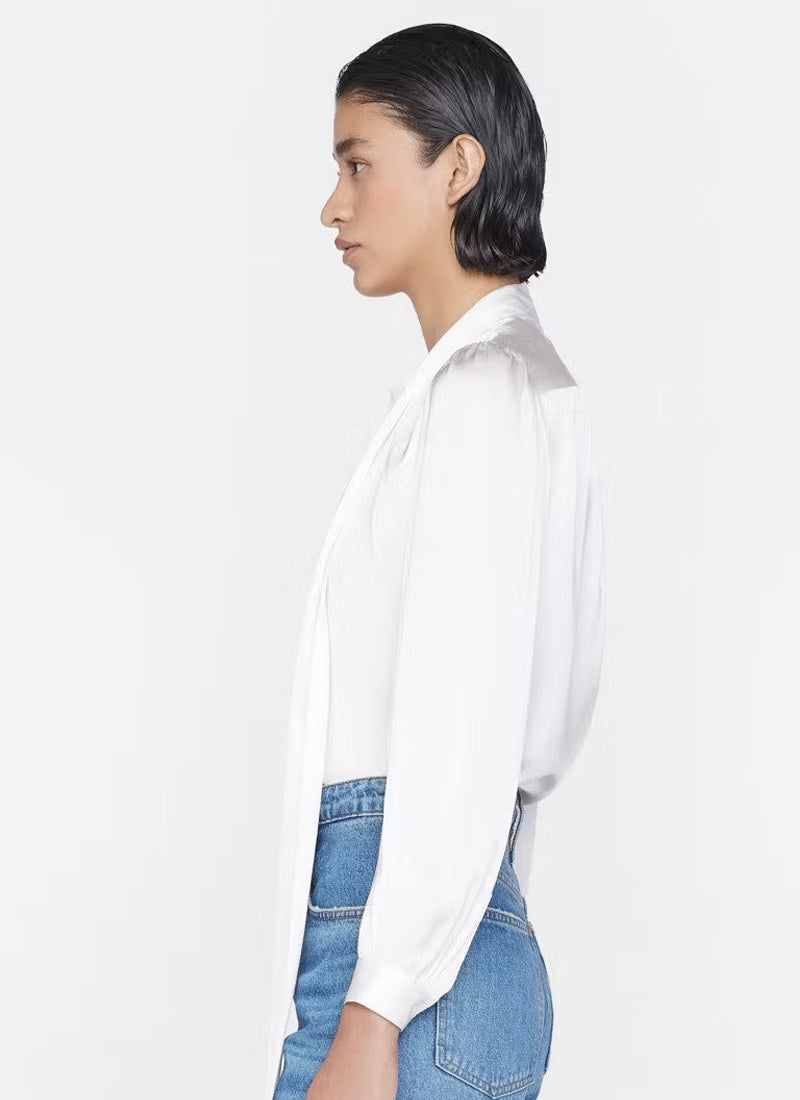 Frame Femme Tie-Neck Silk Blouse