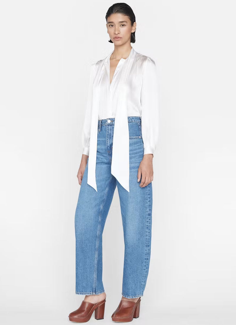Frame Femme Tie-Neck Silk Blouse