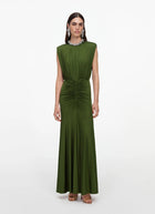  Olive Jersey Gathered Maxi Dress by Self Portrait at Andrews 