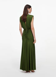  Olive Jersey Gathered Maxi Dress by Self Portrait at Andrews 
