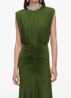  Olive Jersey Gathered Maxi Dress by Self Portrait at Andrews 