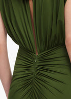  Olive Jersey Gathered Maxi Dress by Self Portrait at Andrews 