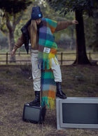 Good Vbes Check Fringe Scarf