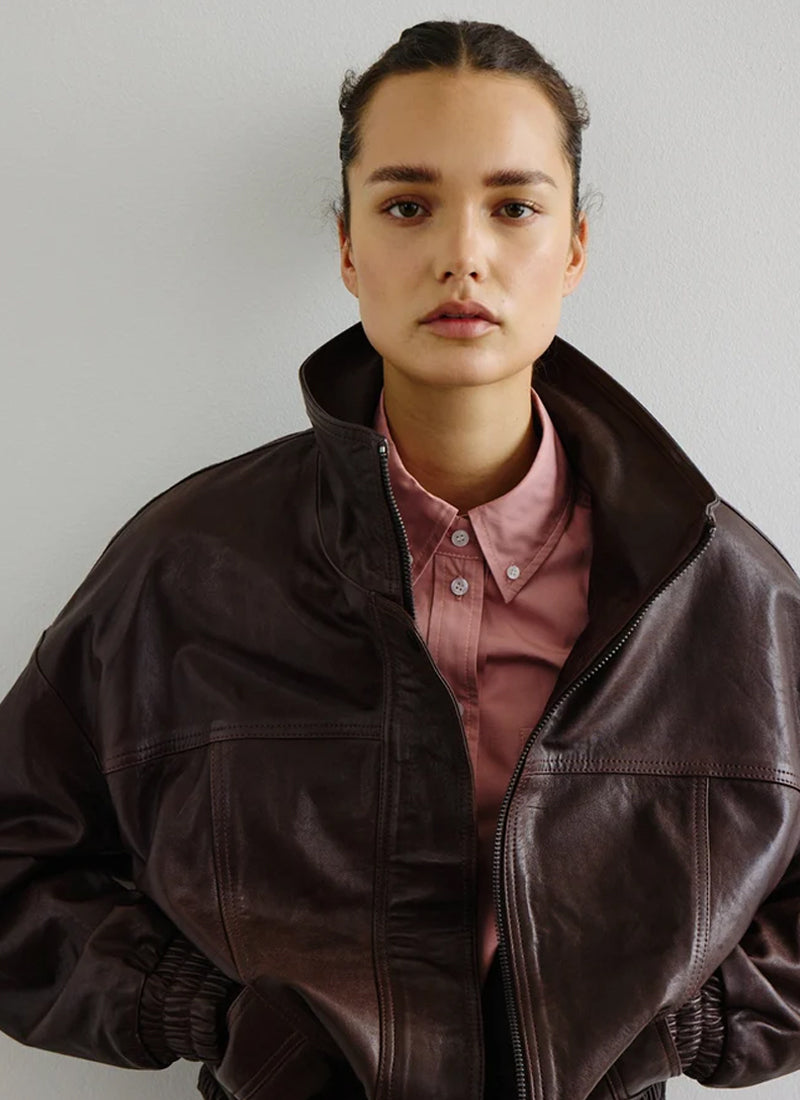 Oversized Leather Bomber