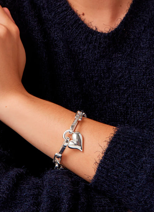 Jenny Bird Padlock Heart Chain Bracelet Silver