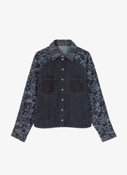 Patchwork Denim Batwing Shirt