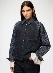 Patchwork Denim Batwing Shirt