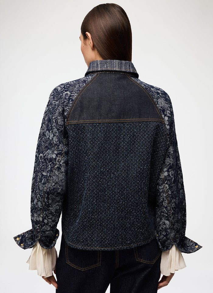 Patchwork Denim Batwing Shirt