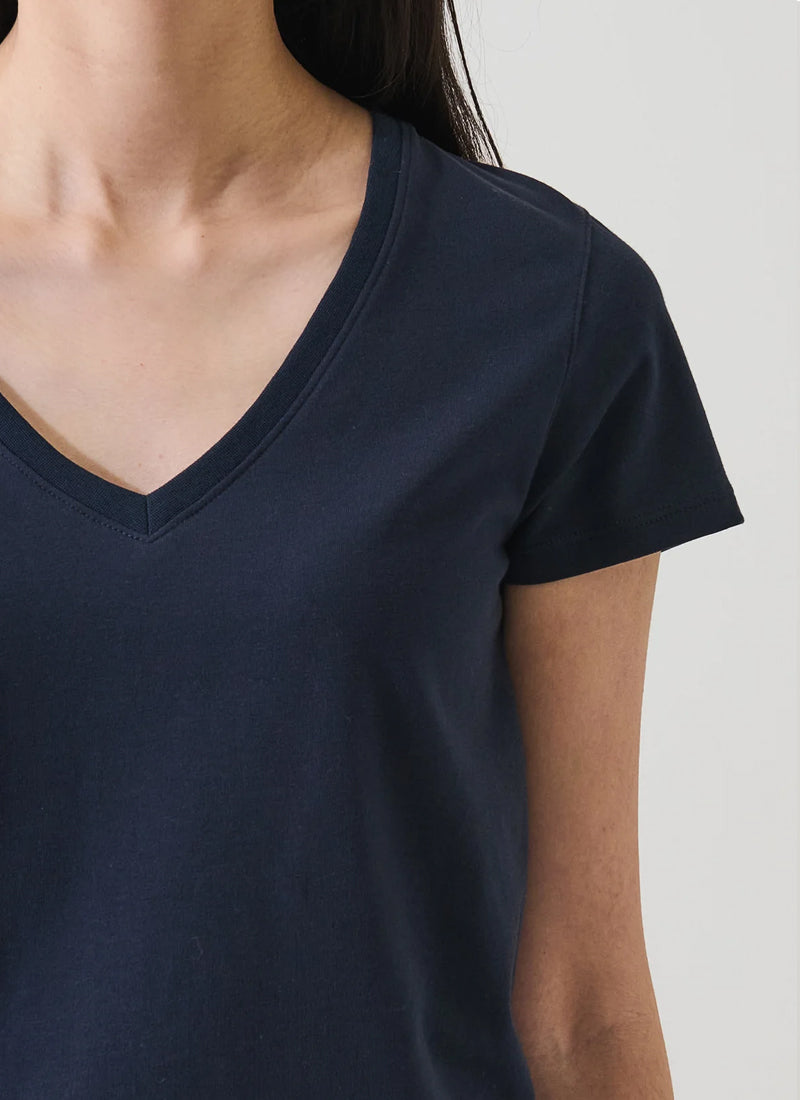 Patrick Assaraf Short Sleeve Iconic Stretch V-Neck Tee