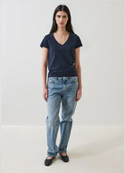 Patrick Assaraf Short Sleeve Iconic Stretch V-Neck Tee