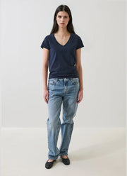 Patrick Assaraf Short Sleeve Iconic Stretch V-Neck Tee