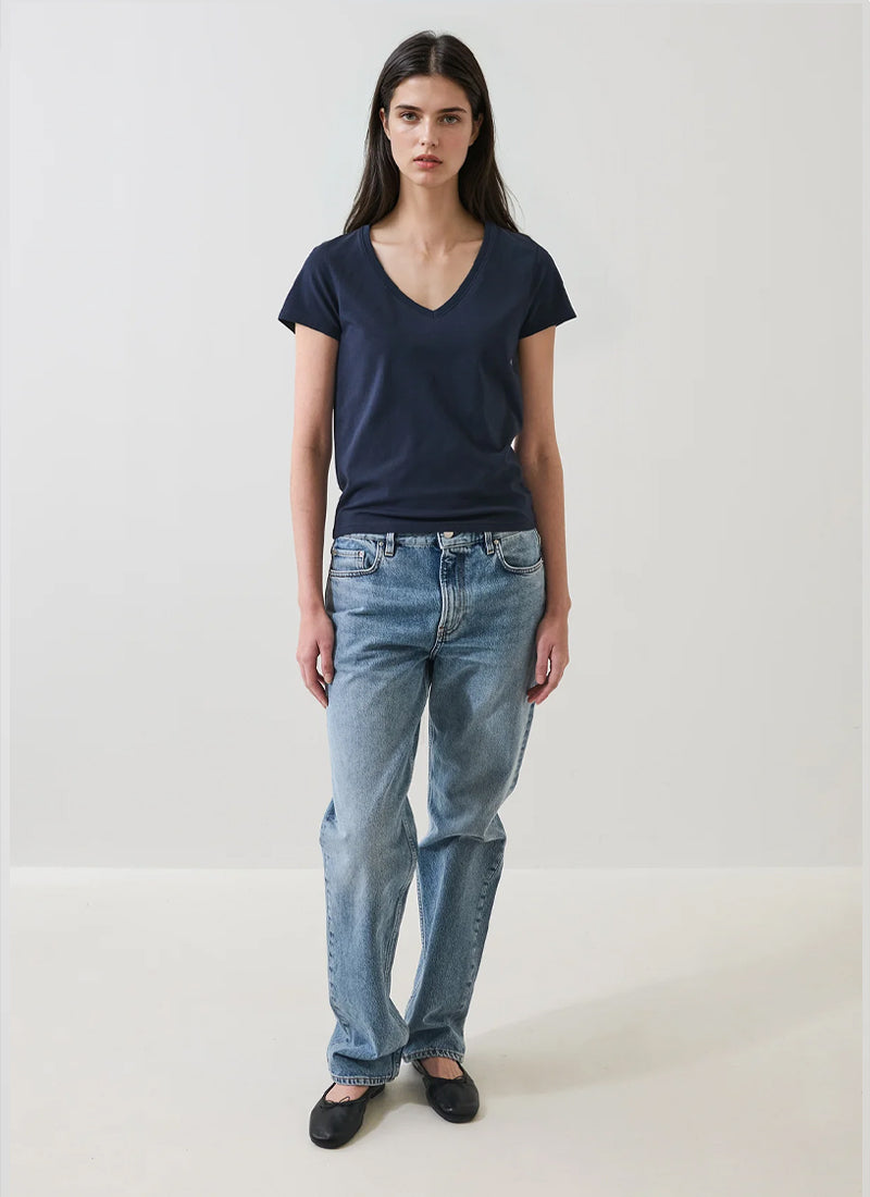 Patrick Assaraf Short Sleeve Iconic Stretch V-Neck Tee