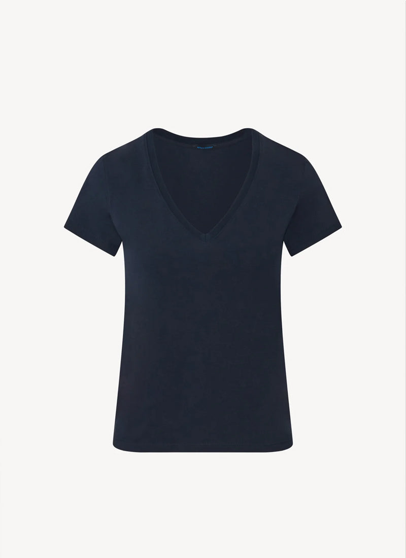 Patrick Assaraf Short Sleeve Iconic Stretch V-Neck Tee