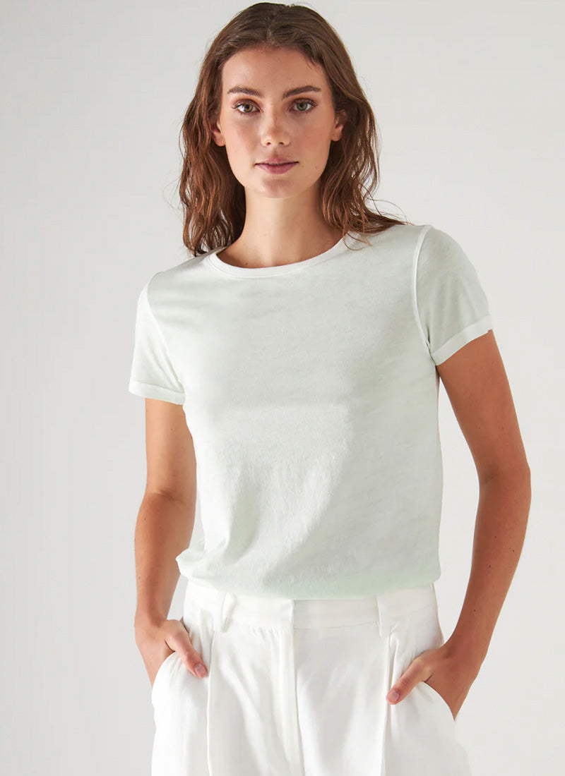 Patrick Assaraf Short-Sleeve Pima Reverse Spray Crewneck T-Shirt