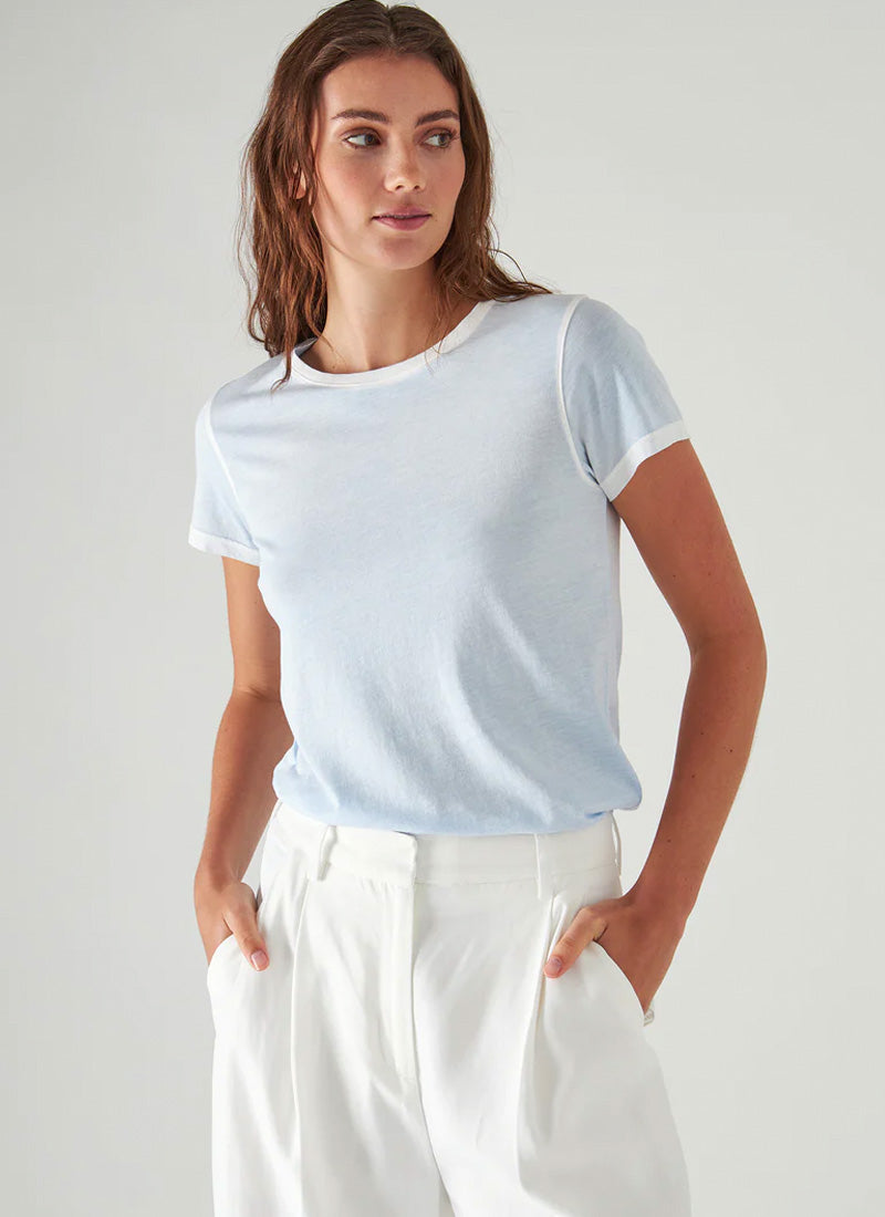 Patrick Assaraf Short-Sleeve Pima Reverse Spray Crewneck T-Shirt