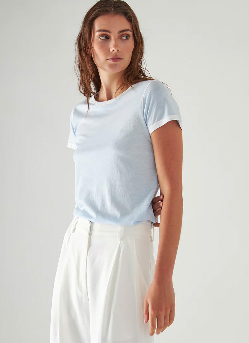 Patrick Assaraf Short-Sleeve Pima Reverse Spray Crewneck T-Shirt