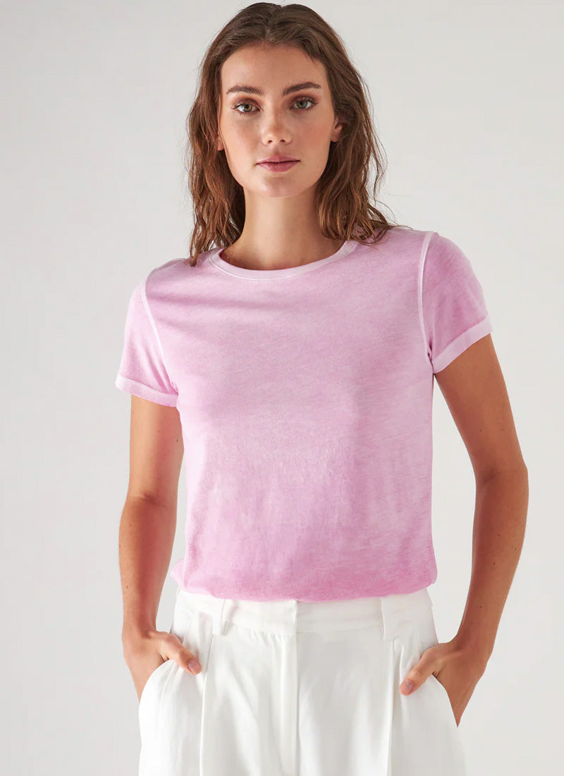 Patrick Assaraf Short-Sleeve Pima Reverse Spray Crewneck T-Shirt