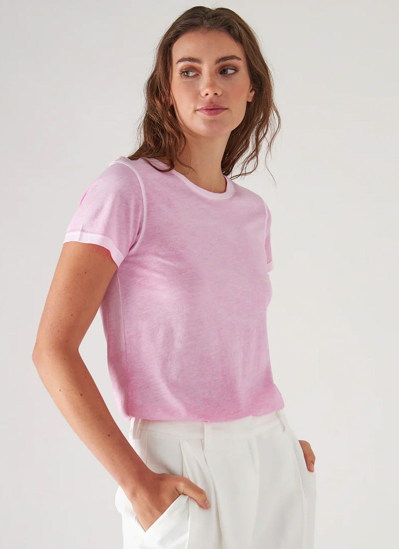 Patrick Assaraf Short-Sleeve Pima Reverse Spray Crewneck T-Shirt
