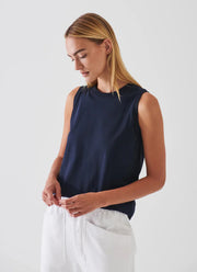 Patrick Assaraf Iconic Boyfriend Fit Tank