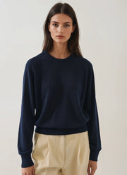 Patrick Assaraf Long Sleeve Lyocell Cashmere Saddle Sweater