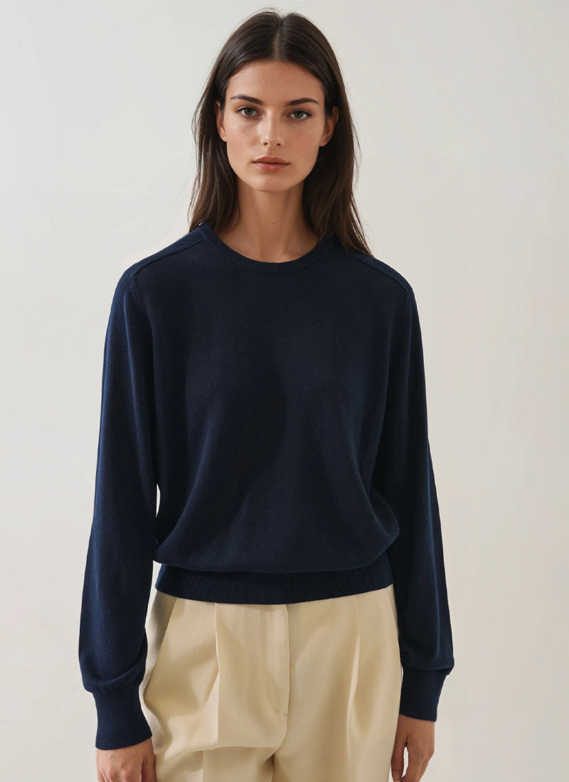 Patrick Assaraf Long Sleeve Lyocell Cashmere Saddle Sweater